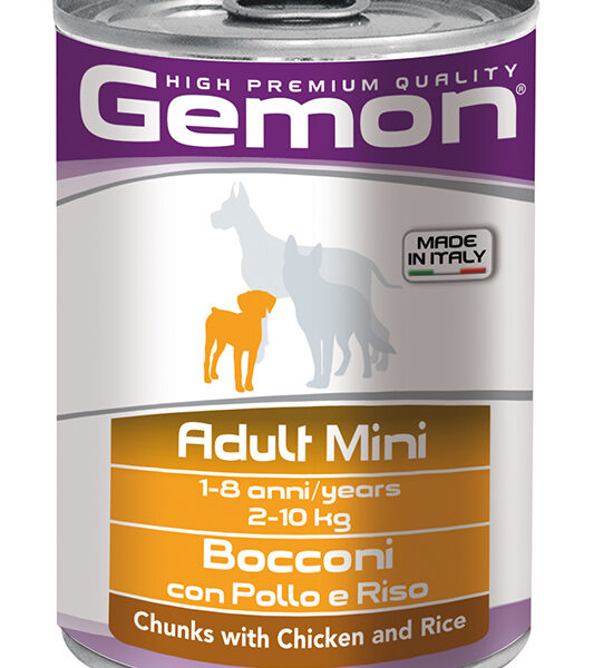 Консерва хапки GEMON Adult chicken&rice – за дребни кучета в зряла възраст с пилешко и ориз