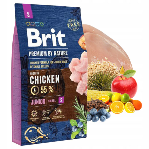 Храна за подрастващи кучета от дребните породи с пилешко - Brit Premium by Nature Junior S 8 kg